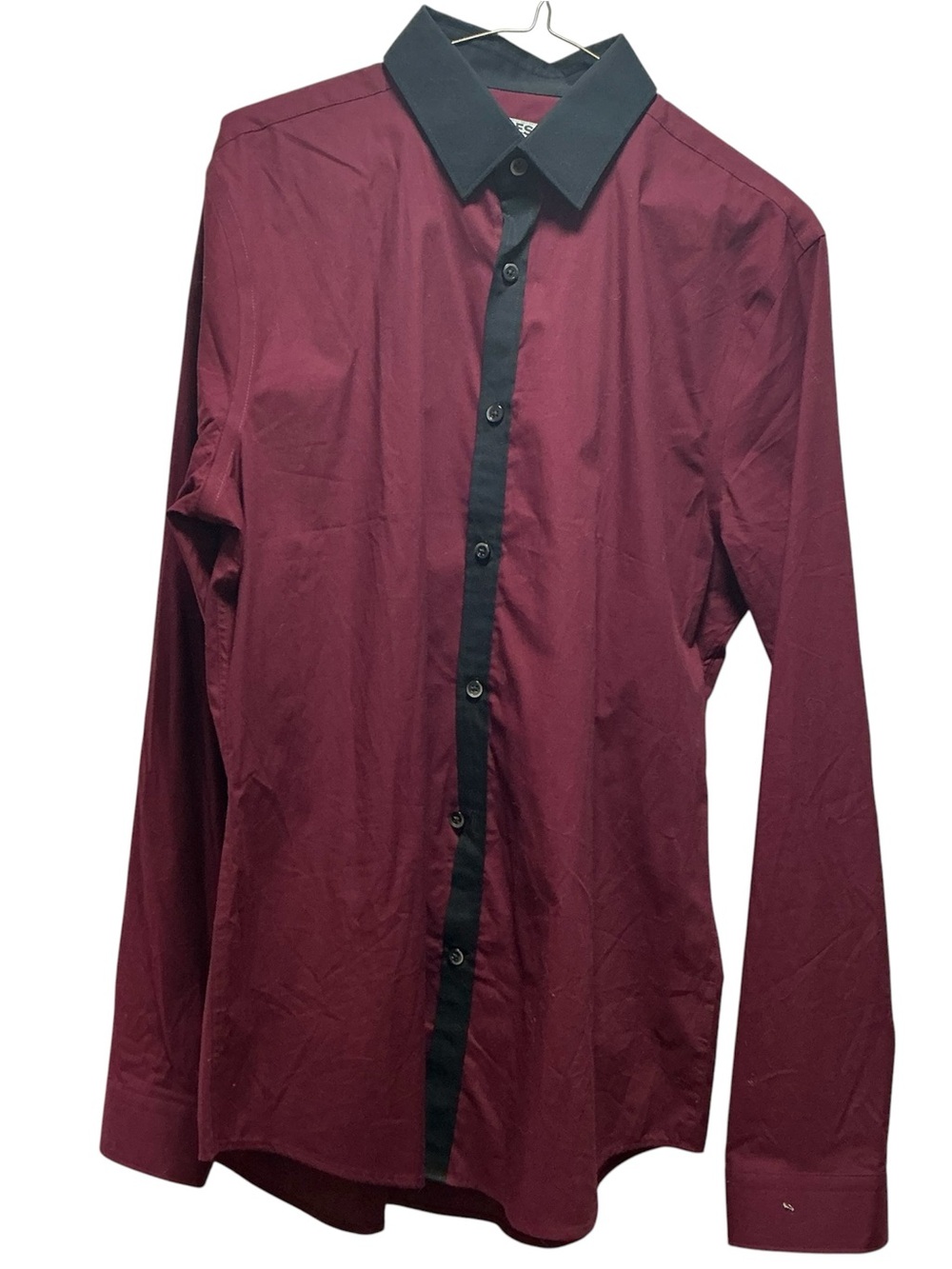 Men’s Express Long Sleeve Fitted Dress Shirt 15-15.5 Burgundy Size Medium